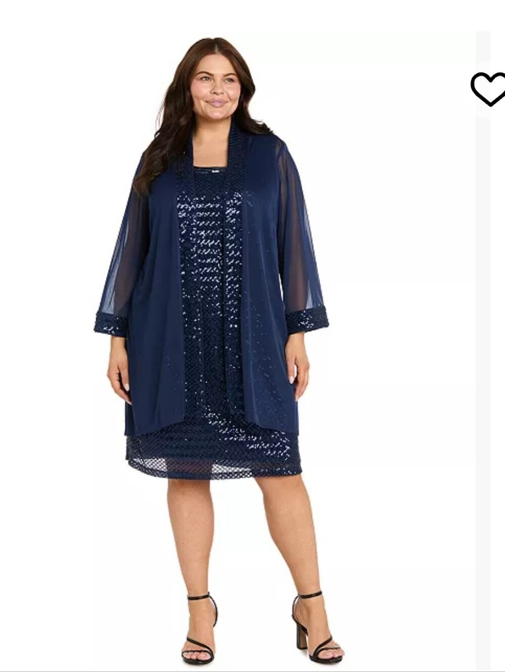 R&M Richards 2 Piece Dress Set Size 8 Navy Beaded Jacket Overlay Cocktail Evenin